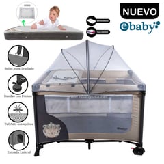 EBABY - Cuna Corral Happy Dream Beige 727-2 + Colchón Gris