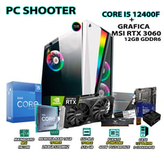 INTEL - Computadora Gamer Shooter Core i5 12400F RAM 16GB SSD 500GB RTX 3060 12GB