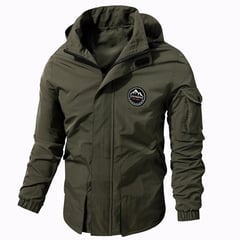 LEDUNTINO - Chaqueta impermeable con capucha para hombre Verde