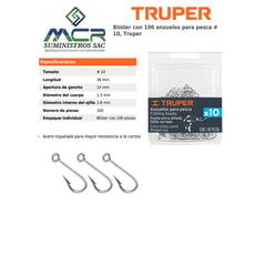 TRUPER - Anzuelos para pesca # 10 BLISTER DE 100UND