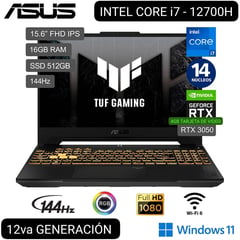 LAPTOP GAMER TUF F15 FX507ZC4-HN002W I7 12700H 15.6 FHD IPS 144Hz 16GB 512GB RTX3050 4GB W11