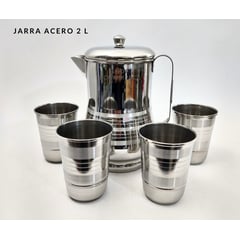 GENERICO - Jarra de acero 2 L + 4 tazas