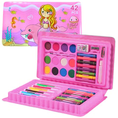 MINARI - Set de Arte y Dibujo 42 Piezas Diseño Rosado Sirena SA42