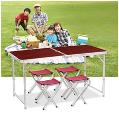 GENERICO - Mesa plegable para picnic camping portátil con 4 sillas