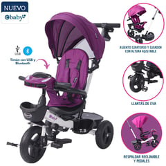 EBABY - TRICICLO ARIA RECLINABLE CON ASIENTO GIRATORIO MORADO