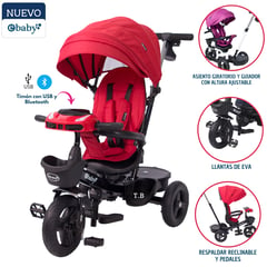 EBABY - TRICICLO ARIA RECLINABLE CON ASIENTO GIRATORIO ROJO-