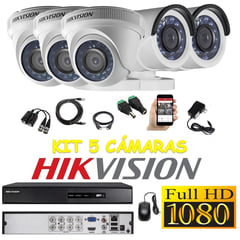 HIKVISION - Kit 5 Cámaras Seguridad FULLHD