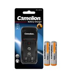 CAMELION - Cargador para 2xAA -2xAAA y 9v +2 Pilas Recargables AAA de 1000mah