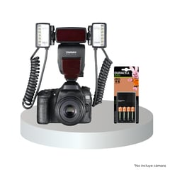 YONGNUO - Twin Flash Macro YN24EX E-TTL y Kit Pilas Recargables Duracell