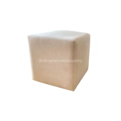 GENERICO - Puff Cuadrado en Madera Minimalita Divanmuebles en Terciopelo Beige