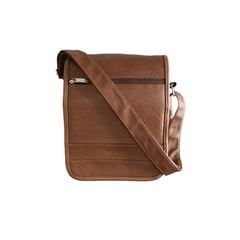 GENERICO - Morral Renzo Camel Casual Hombre Portatablet 9pulg Pequeño 23x19x5 Cuero Liso