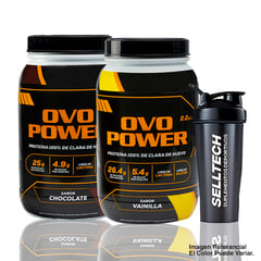 OVOPOWER - Proteína 1Kg Vainilla Y Chocolate X2+Shaker+Toalla