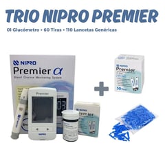 NIPRO - TRIO PREMIER: 01 Glucómetro, 60 Tiras Reactiva y 110 Lancetas