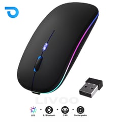 GENERICO - Mouse Inalámbrico Recargable Dual Bluetooth RGB - NEGRO