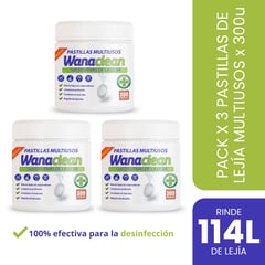 GENERICO - Pack de 3 frascos de pastillas de lejía WANACLEAN X 300U