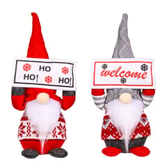 GENERICO - Pareja de Gnomos Muñecos de Navidad Letrero Ho Ho HoWelcome