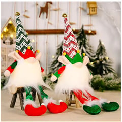 GENERICO - Pareja de Gnomos Muñecos de Navidad Piernitas Largas RojoVerde