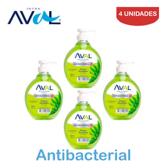 AVAL - Jabón líquido antibac. 400ml eucalipto AVAL. Pack 4 unidades