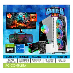 NVIDIA - COMPUTADORA PC GAMER INTEL CORE I7 13700 16GB 1TB RTX 3050 6GB MONITOR 24 FHD