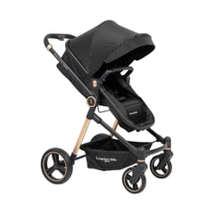 PREMIUM BABY - Coche Bebe Tipo Moisés Aston Negro Líneas