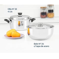 MASTER BELLE - Set Olla N°22 4 litros con Bolo N°24 con tapa