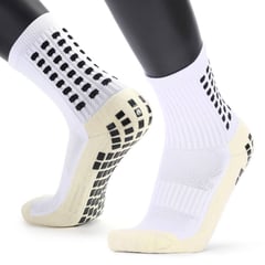 PRO - Medias Antideslizantes Grip Socks Técnicas Deportivas Fútbol - Blanco