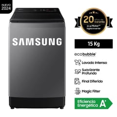 SAMSUNG - Lavadora 15 Kg EcoBubble Carga Superior WA15CG5441BDPE Gris