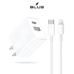 GENERICO - Cargador 20W de Dos Puertos USB-C y USB-A con Cable Tipo C a Lightning