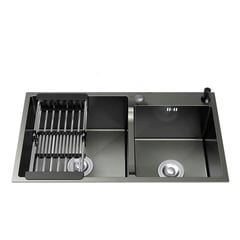 RINOX - LAVADERO DE COCINA ACERO NEGRO 2POZAS UL35B-8043