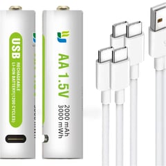 BESTON - 4 Baterias de litio recargable AA pila 1.5V 3000Mah USB TIPO C