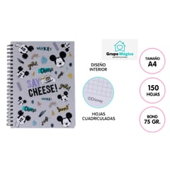 ROMAX - Cuaderno anillado de 150 hojas Disney Mickey Mouse