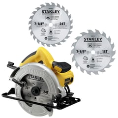 STANLEY - Sierra Circular Eléctrica 7-1/4" 1600 W + 2 DISCOS