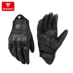 MOTOWOLF - GUANTES PARA MOTO CUERO NATURAL PROTECCION NUDILLOS