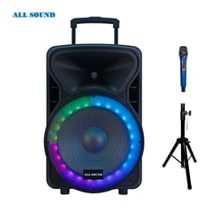 ALL SOUND - PARLANTE ACTIVO LED 15 Pulg. RECARGABLE, MIC METAL Y PARANTE