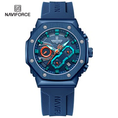 NAVIFORCE - Reloj Hombre NF8035 Azul Cronógrafo Analógico Silicona