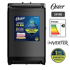 OSTER - Lavadora 19 Kg Carga Superior OS-PWSMD19WBSI Black Inox