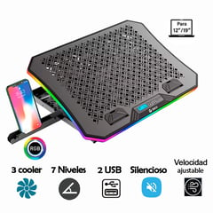 TEROS - Cooler Te-7130n Rgb Con 7 Niveles Hasta 19 Pulgadas