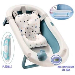 DOUX BEBE - Bañera Tina de Baño para Bebe Plegable Azul