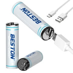 BESTON - 2 Baterias de litio recargable AA pila 1.5V 2200Mah USB TIPO C