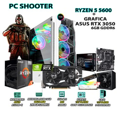 Computadora Gamer Shooter Ryzen 5 5600 RAM 16GB SSD 500GB ASUS RTX 3050 6GB