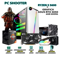 Computadora Gamer Shooter Ryzen 5 5600 RAM 16GB SSD 500GB ASUS RTX 3050 6GB