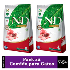 N&D - Pack x2 Comida de Gatitos Kitten Pollo y Granada 7.5 kg