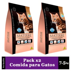 MATISSE - Pack x2 Comida de Gato Adulto Castrado Salmón 7.5 kg