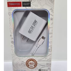 GENERICO - CARGADOR DE CELULAR TRANYOO V8 CARGA RAPIDA 36A BLANCO