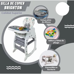 BABY HAPPY - Silla de Comer para Bebe Carpeta + Pleygo y Plato Silicona