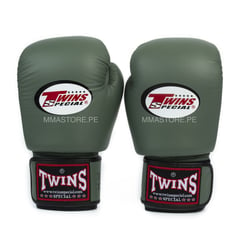 TWINS SPECIAL - Guantes MuayThai y Boxeo-Verde Olivo-Cuero12oz