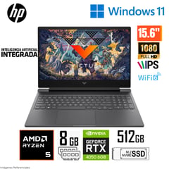 Laptop Gamer Victus 15-FB2082WM AMD Ryzen 5 8640HS 8GB DDR5 RAM 512GB SSD 15.6"FHD RTX 4050 6GB