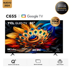 TCL - Televisor 85 Google Tv QLED 4K Ultra HD Smart Tv 85c655