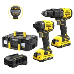 STANLEY - Combo taladro percutor inalambrico taladro de impacto 20V BRUSHLESS