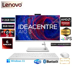 LENOVO - All-in-One IdeaCentre3 23.8" FHD IPS, Ryzen 5 7530U 8GB DDR4-3200